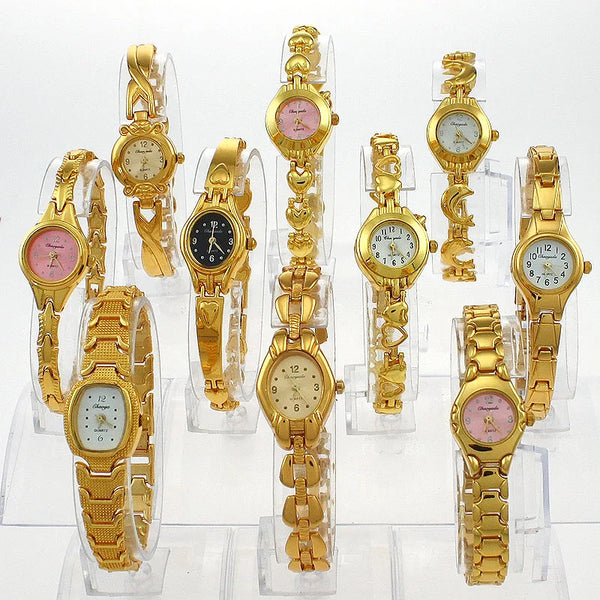 Wholesale Mixed 10PCS Golden Lady Women Girl Watches Quartz Dress Sport Wristwatch Gifts JB4T Bulk Lots Watches cheap watches