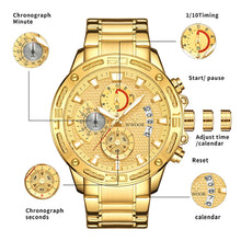 WWOOR Mens Watches Top Brand Fashion Luxury Gold Stainless Steel Quartz Watch Men Waterproof Sport Chronograph Relogio Masculino