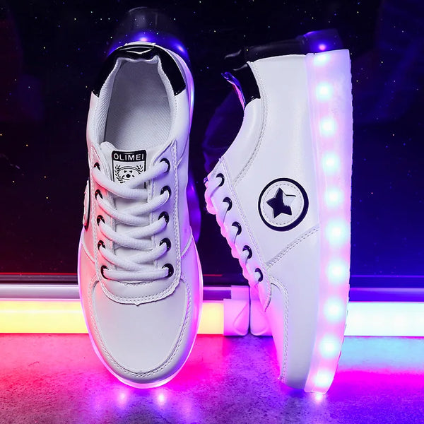 34-44 Men LED Glowing Sneakers for Women USB Charger Luminous shoes Children Casual Shoes For Girls Boys Rubber Soles Sandals