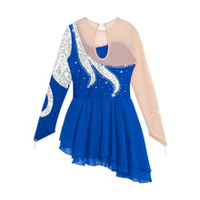 Kids Girls Figure Skating Costumes Long Sleeve Sequins Ballet Dance Dress Gymnastics Leotard Competition Performance Dancewear