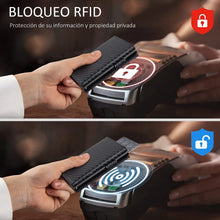 Men Credit Card Holder RFID Blocking Microfiber Leather Magnetic Closure Pop Up Card Wallet with ID Window and Coin Pocket