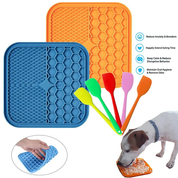 Mat for Pet Dogs Cats Slow Food Bowls Feeding Food Bowl Lick Pad Slow Feeders Puppy Bathing Distraction Pads Silicone Dispenser