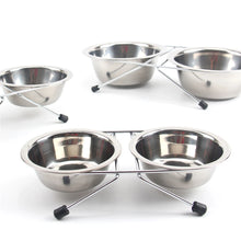 Elevated Dog Bowls Raised Cats Puppy Food Water Bowl Stainless Steel Pet Feeder Double Bowls Dogs Cage Hanging Feeding Dish