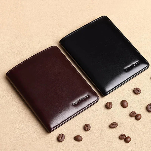 Men's Genuine Leather Wallet Short Slim Credit Card Holder RFID Blocking Bifold Small Money Wallet for Men Carteira Masculina