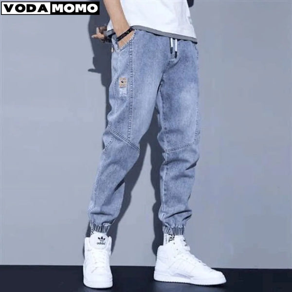 Jeans For Man Clothes Straight Baggy Wide Leg Casual Oversize Pants Vintage Korean Streetwear Tapered Embroidered Trousers