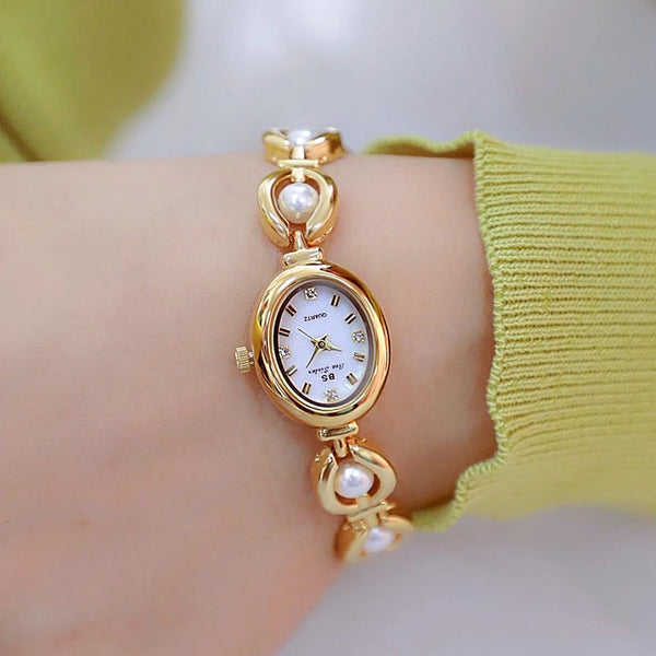 Luxury Brand Watches For Women Fashion Pearl Bracelet Quartz Watch Ladies Dress Wristwatches Elegant Clock