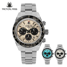 Tactical Frog Watch For Men 41mm Panda Chronograph VS75A Solar Quartz Movement Sapphire C3 Luminous 200M Waterproof Men's Watch