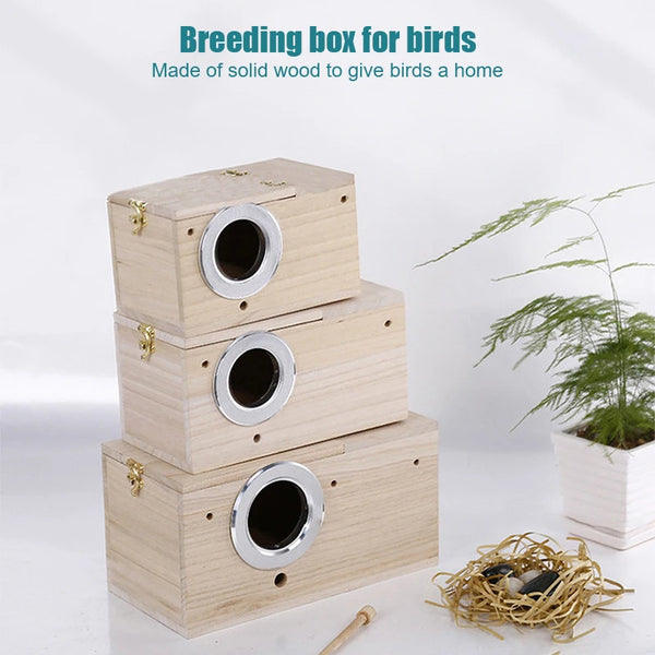 Wood Bird Breeding Box Parakeet Nest Box Budgie Cage Wood Pet Bird House For Parrot, Lovebirds, Finch Pet Bird Supplies