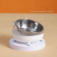 Stainless Steel Cat Bowl Non-slip Base Puppy Cats Food Drink Water Feeder Neck Protection Dish Bowl 15° Food Water Pet Feeder