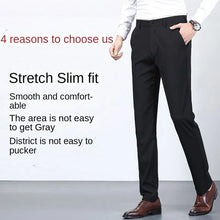 Men's Summer Casual Suit Pants Elastic Non-ironing Trousers Men Black Thin Pants Slim-fit Straight Business Formal Suit Trousers