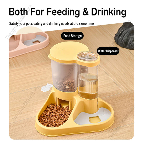 Large Capacity Dog Feeder Automatic Cat Drinker Water & Food Dispenser Pet Drinking  & Feeding Bowl For Dogs Cats Food Storage