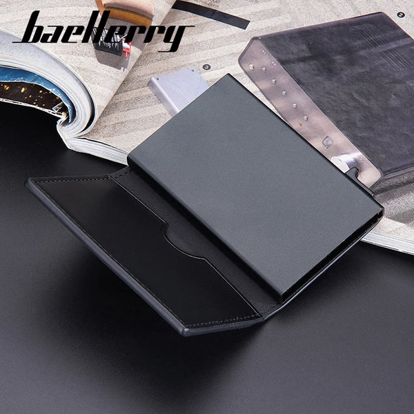 Baellerry New RFID Men Short Wallets Name Engraving Mini Slim Card Holders Luxury Male Purse High Quality Popup Small Men Wallet