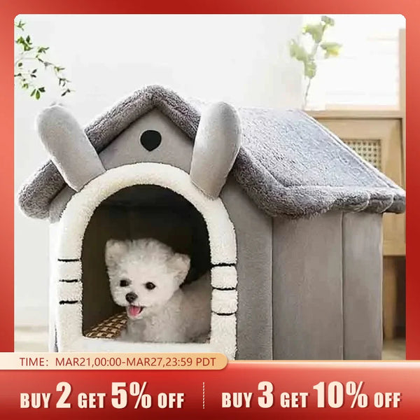 Indoor Warm Dog House Soft Pet Bed Tent House Dog Kennel Cat Bed with Removable Cushion Suitable for Small Medium Large Pets